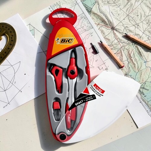 Bic Lise Pergel Seti 3 Parça Kırmızı-siyah
