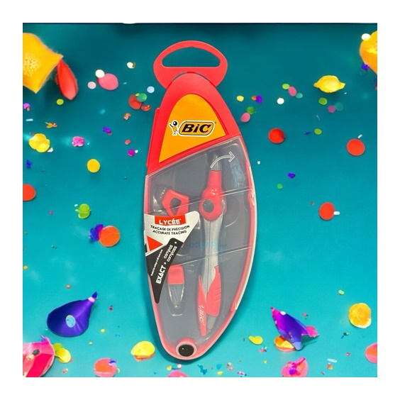 Bic Lise Pergel Seti 3 Parça Kırmızı-siyah