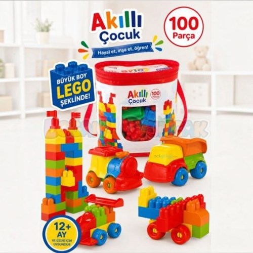 Brikko Block 100 Parça Yapı Blokları Çantalı Set