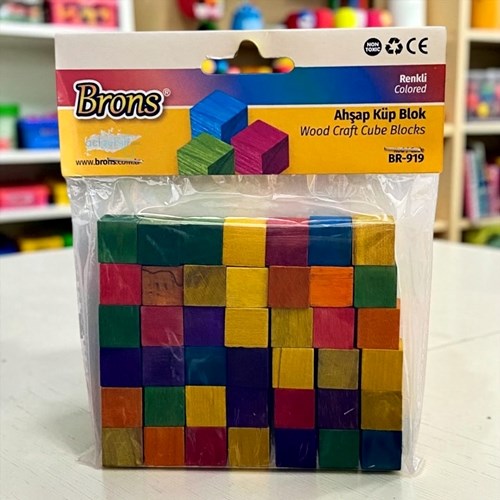 Brons Küp Blok Renkli 1,5cm 42li Paket Br-919