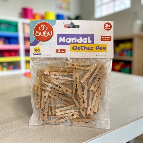 Bubu Ahşap Mandal 3cm 40 Lı Naturel