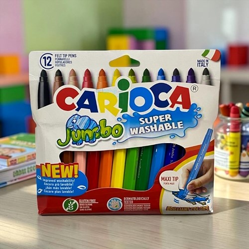 Carioca Super Jumbo Yıkanabilir Keçeli Boya Kalemi 12li