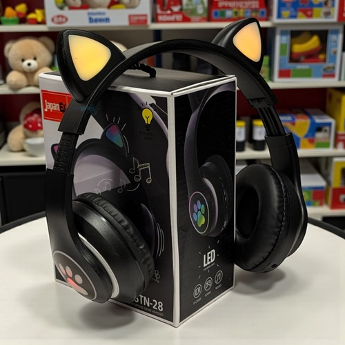 Cat Katlanabilir Kulak Üstü Bluetooth Işıklı Kulaklık Siyah