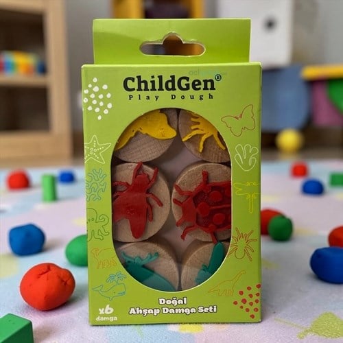 Childgen Ahşap Damga Böcekler Set 6 Adet Damga