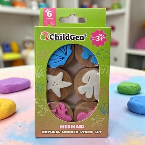 Childgen Ahşap Damga Deniz Kızı Set (6 Adet Damga)