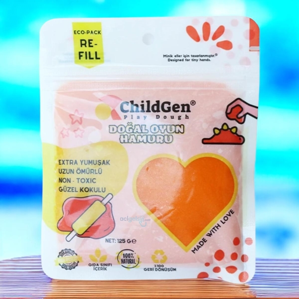 Childgen Doğal Oyun Hamuru Poşetli 125 Gr Turuncu