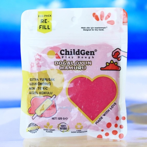 Childgen Doğal Oyun Hamuru Poşetli 125 Gr Kırmızı