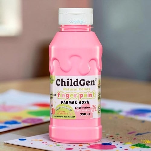 Childgen Süper Yıkanabilir Parmak Boyası 350 Ml Pembe