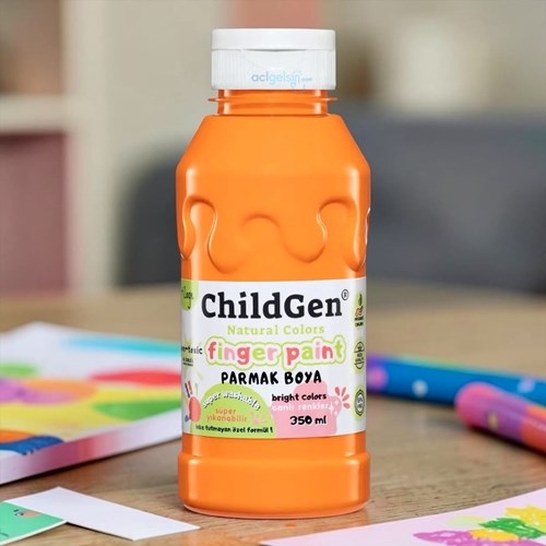 Childgen Süper Yıkanabilir Parmak Boyası 350 Ml Turuncu