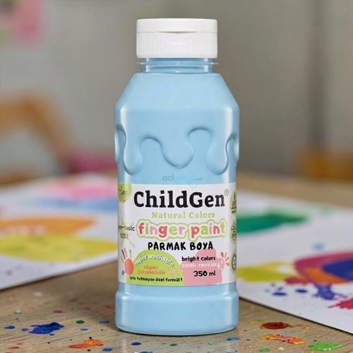 Childgen Süper Yıkanabilir Parmak Boyası 350 Ml Pastel Mavi