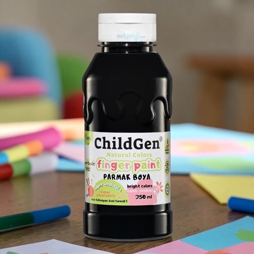 Childgen Süper Yıkanabilir Parmak Boyası 350 Ml Siyah
