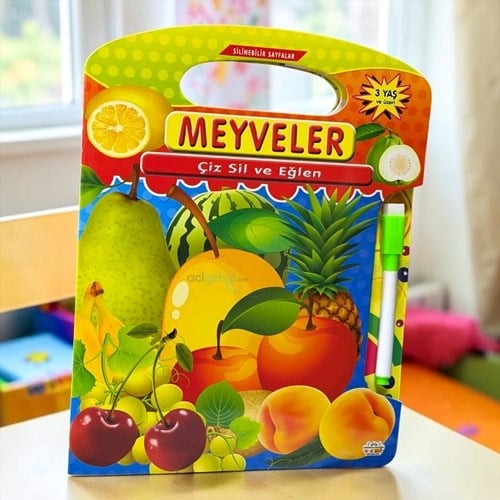 Çiz Sil Ve Eğlen Aktivite Kitabı - Meyveler