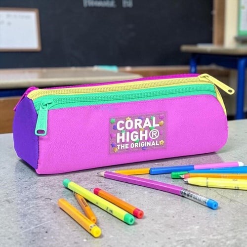 Coral High Çok Renkli Kalem Kutusu 3 Bölmeli