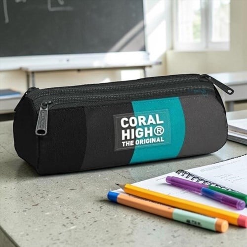 Coral High Kids Renkli Çizgili Kalem Çantası Üç Bölmeli
