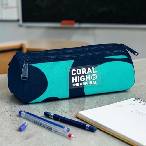 Coral High Mavi Turkuaz Renk Geçişli Kalem Kutusu 3 Bölmeli