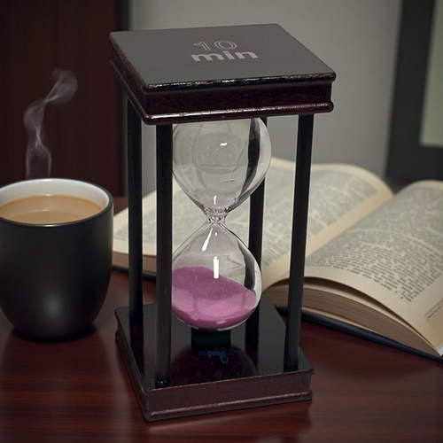 Dekoratif Kare Ahşap Renkli Kum Saati 10 Min Pembe