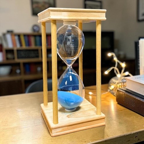 Dekoratif Kare Ahşap Renkli Kum Saati 30 Min Mavi
