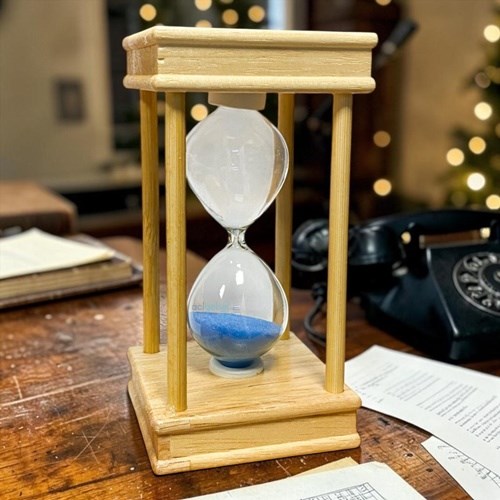 Dekoratif Kare Ahşap Renkli Kum Saati 3 Min Mavi