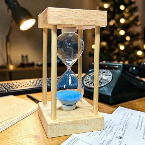 Dekoratif Kare Ahşap Renkli Kum Saati 10 Min Mavi