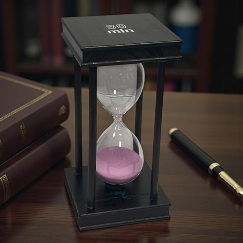Dekoratif Kare Ahşap Renkli Kum Saati 30 Min Pembe