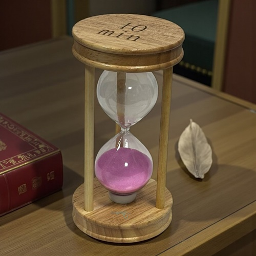 Dekoratif Oval Ahşap Renkli Kum Saati 10 Min Pembe