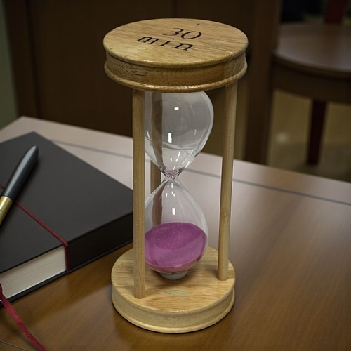 Dekoratif Oval Ahşap Renkli Kum Saati 30 Min Pembe