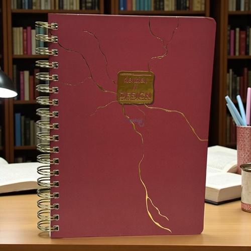 Denden Redactar Mermer Desenli Kırmızı Defter