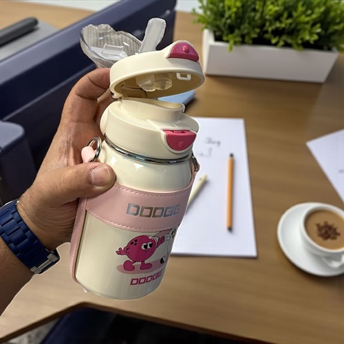 Dodge Çelik Termos Matara Pembe Krem 520 Ml