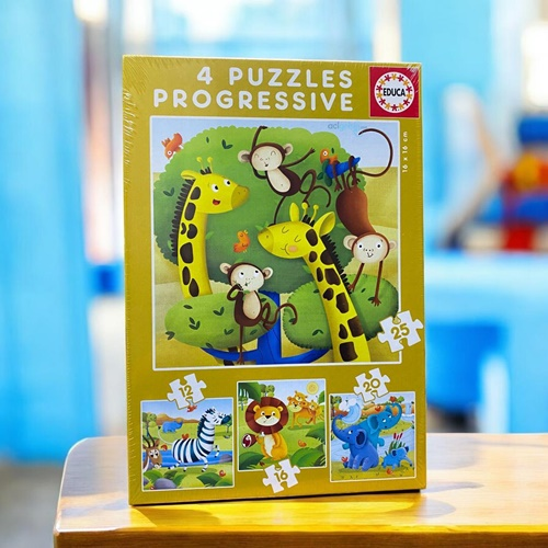 Educa Puzzle 12,16,20,25 Parça Progressive Vahşi Hayvanlar