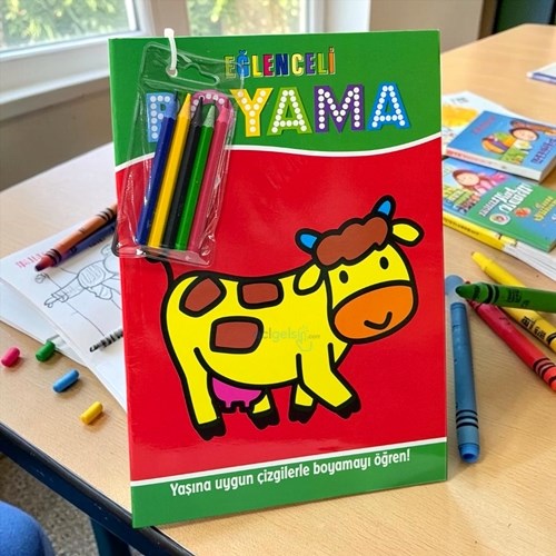 Eğlenceli Boyama 3 Yaş Üstü 4lü Pastel Boya Hediyeli