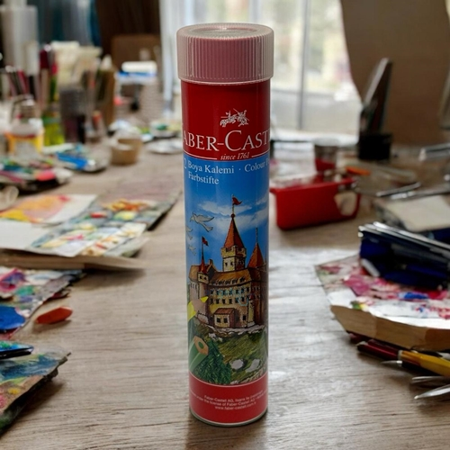 Faber Castell Kuruboya Kalemi 12 Renk Metal Tüp