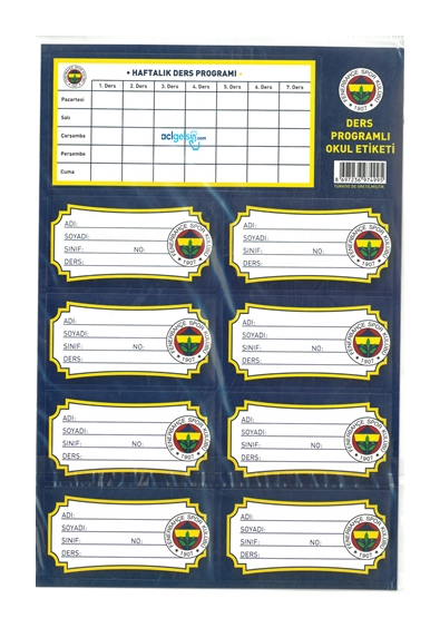 Fenerbahce Ders Proğramlı Okul Etiketi