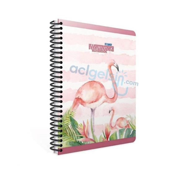 Gıpta Flamingo Spralli Sert Kapak Kareli Defter 17x24 100yp.
