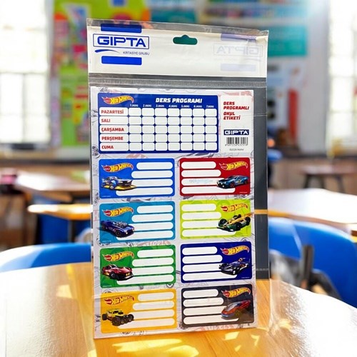 Gıpta Hot Wheels Ders Programlı Okul Etiketi 16x24 Cm 3 Yaprak