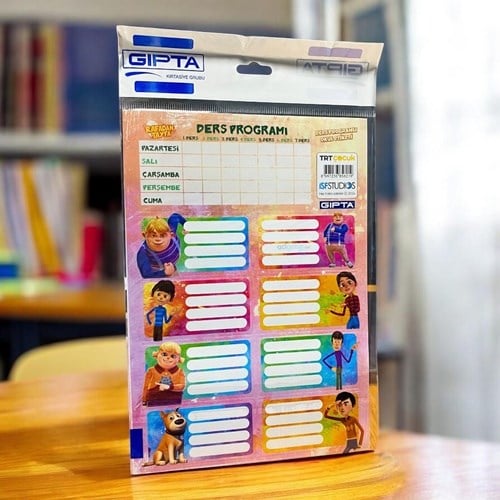 Gıpta Rafadan Tayfa Ders Programlı Okul Etiketi 16x24cm 3 Yaprak
