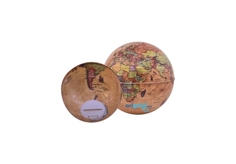 Gürbüz 10cm Işıksız Globe Kumbara Antik Küre