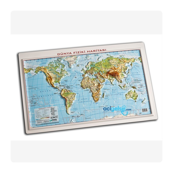 Gürbüz Kabartma 35x50 Dünya Haritası Fiziki