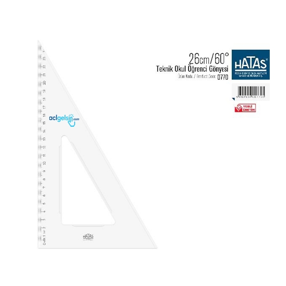 Hatas 0770 Gönye Akrilik 26 Cm 60 Derece