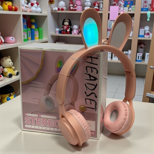 Headphone Katlanabilir Kulak Üstü Bluetooth Işıklı Kulaklık Pembe