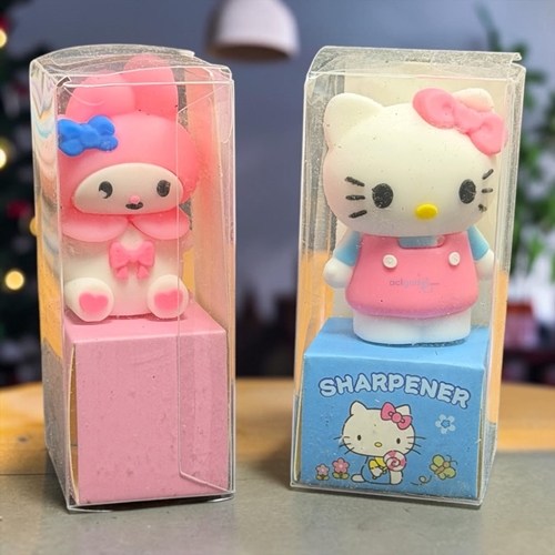 Hello Kitty Ve Melody Figürlü 3d Silikon Kalemtraş Renkli