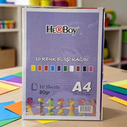Herboy 10 Renk Karışık Elişi Kağıdı A4
