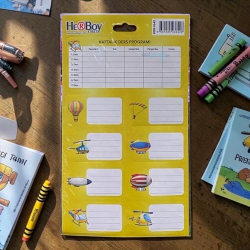 Herboy Haftalık Ders Programlı Okul Etiketi 3 Yaprak