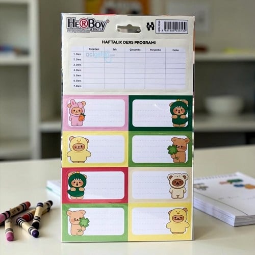 Herboy Okul Etiketi Haftalık Ders Programı 3 Yaprak Hrb-3596