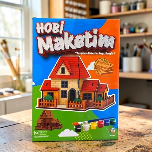 Hobi Maketim Bahçeli Ev Modeli Ahşap Maket