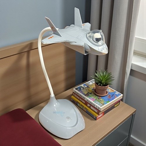 Jet Uçak Figürlü Masa Lambası Gri