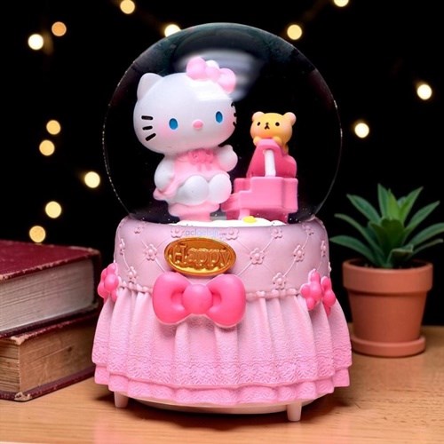 Kar Küresi Hello Kitty 100 Mm Püskürtmeli Işıklı Müzikli