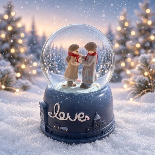 Kar Küresi Love 100 Mm Püskürtmeli,ışıklı, Müzikli