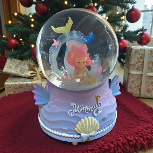 Kar Küresi Mermaid Pembe 80 Mm Işıklı Müzikli