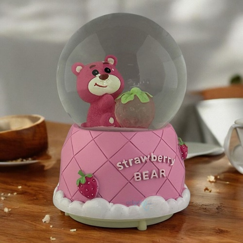 Kar Küresi Strawberry Bear 80 Mm Işıklı Müzikli