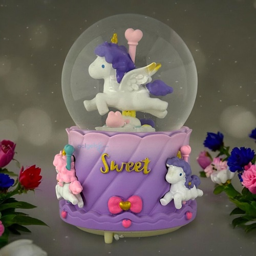 Kar Küresi Unicorn 100 Mm Püskürtmeli Işıklı Müzikli